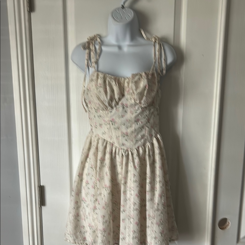 Cream Ruched Sundress